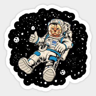 Floating Cat in Space - Fun Space Cat Graphic Sticker